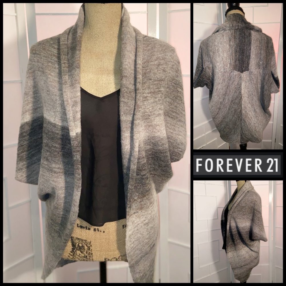 Forever 21 Dolman Sleeve Cocoon Gray Kimono